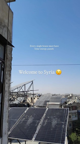 敘利亞在經歷內戰後,許多基礎建設如電力系統仍待復原。目前,許多家戶安裝太陽能板,以供應日常生活所需。(照片來源:Shahd Arab)