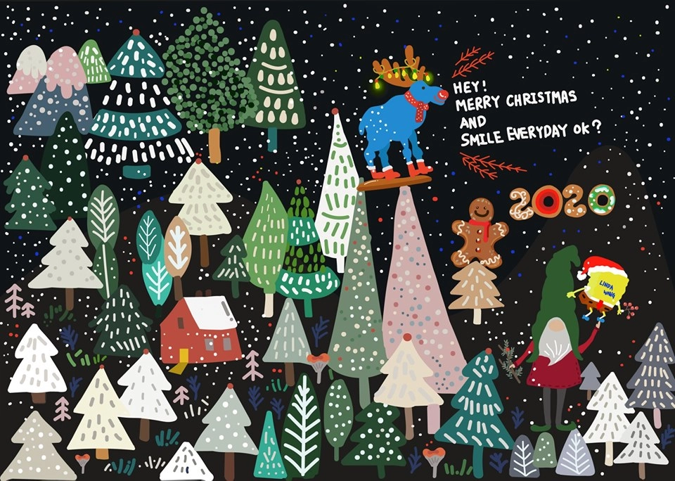 曾獲2012年德國紅點設計獎的設計師王宣方，手繪50張限量版聖誕卡片與臉書好友結緣。