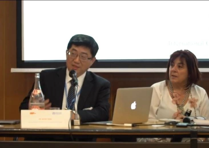大林慈濟醫院林名男副院長以醫療科學的角度分享蔬食對人體的健康，以及慈院對環保的投入。