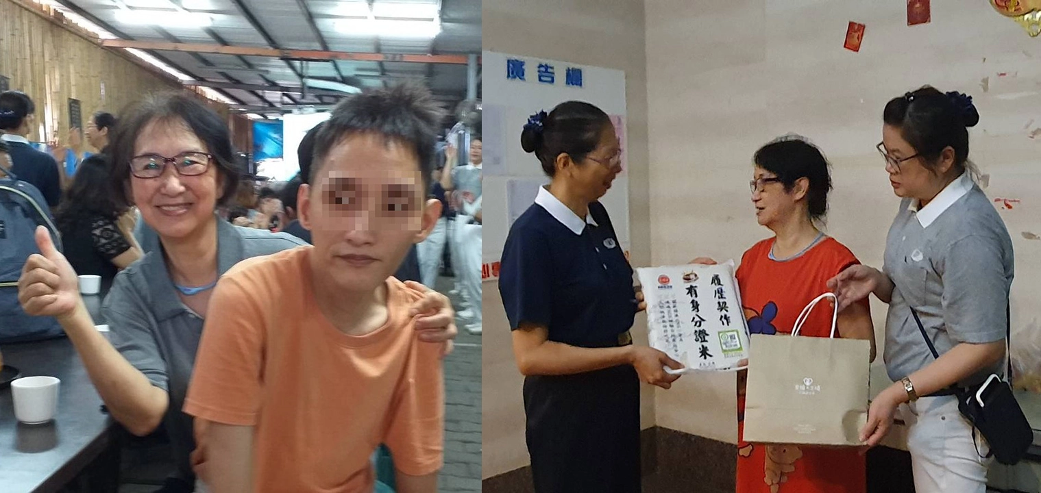 志輝生活自理能力一天天的進步讓張允柔欣慰，張允柔也覺得過動的志輝在慈濟活動情緒比較穩定。張允柔(右圖中)不向命運低頭，感恩社會上有許多人關心她、幫忙她。