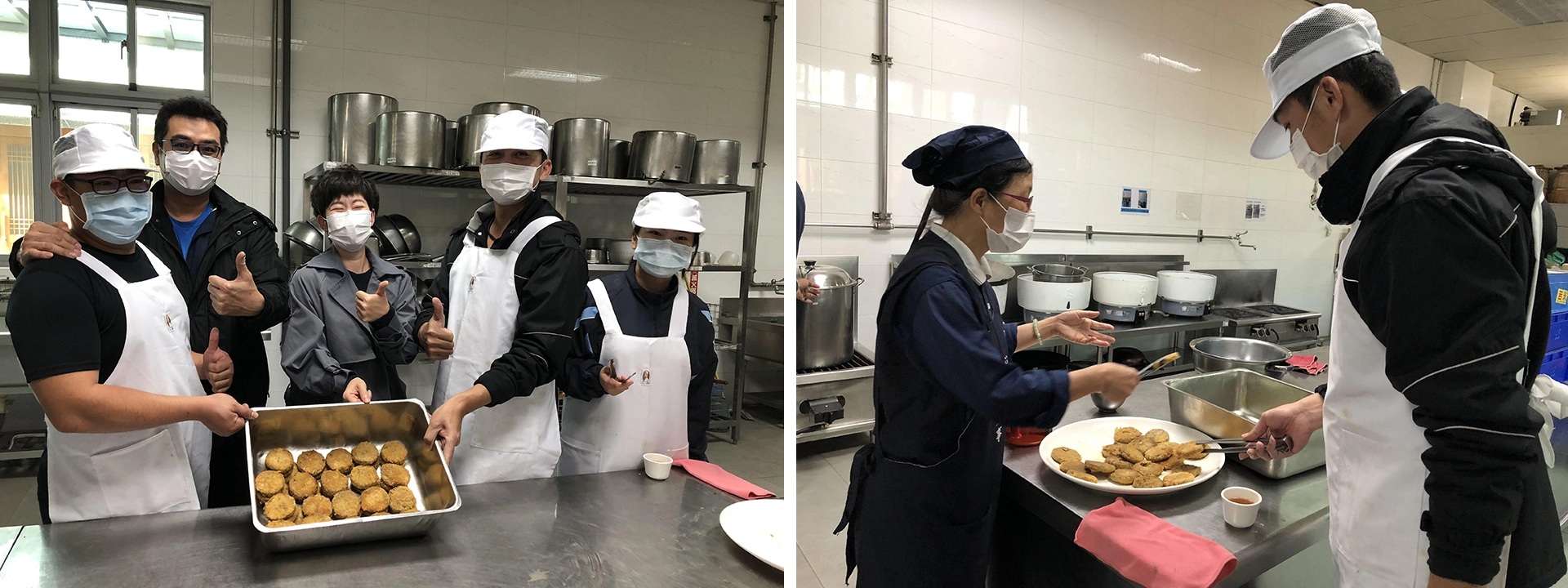 海巡署中部分署前往清水靜思堂向慈濟志工學習素食食材烹煮。慈濟志工為海巡官兵開出菜單，指導海巡署的廚師烹煮方式。