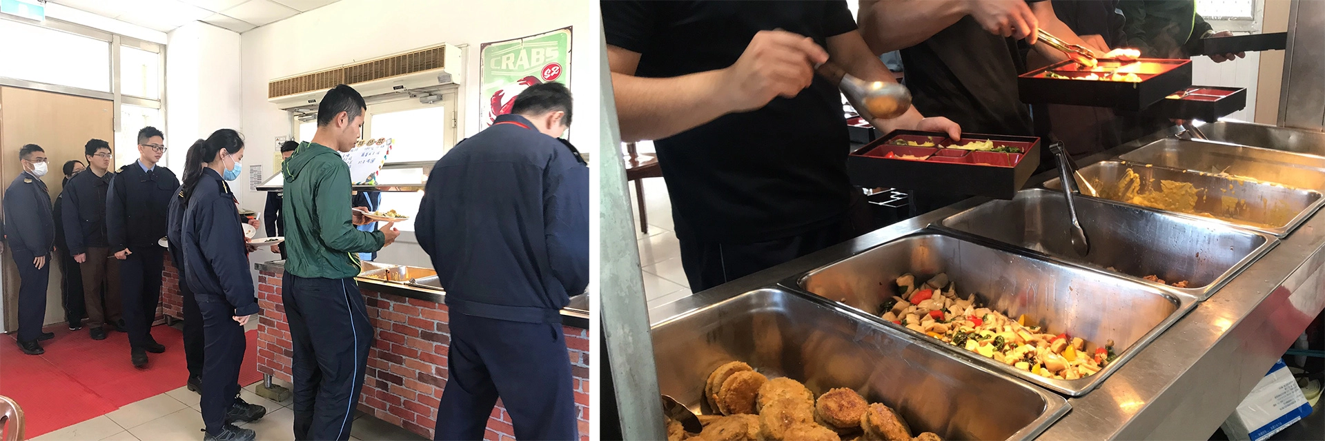 3月2日海巡署中部分署200人一起享用素食午餐，大受好評。