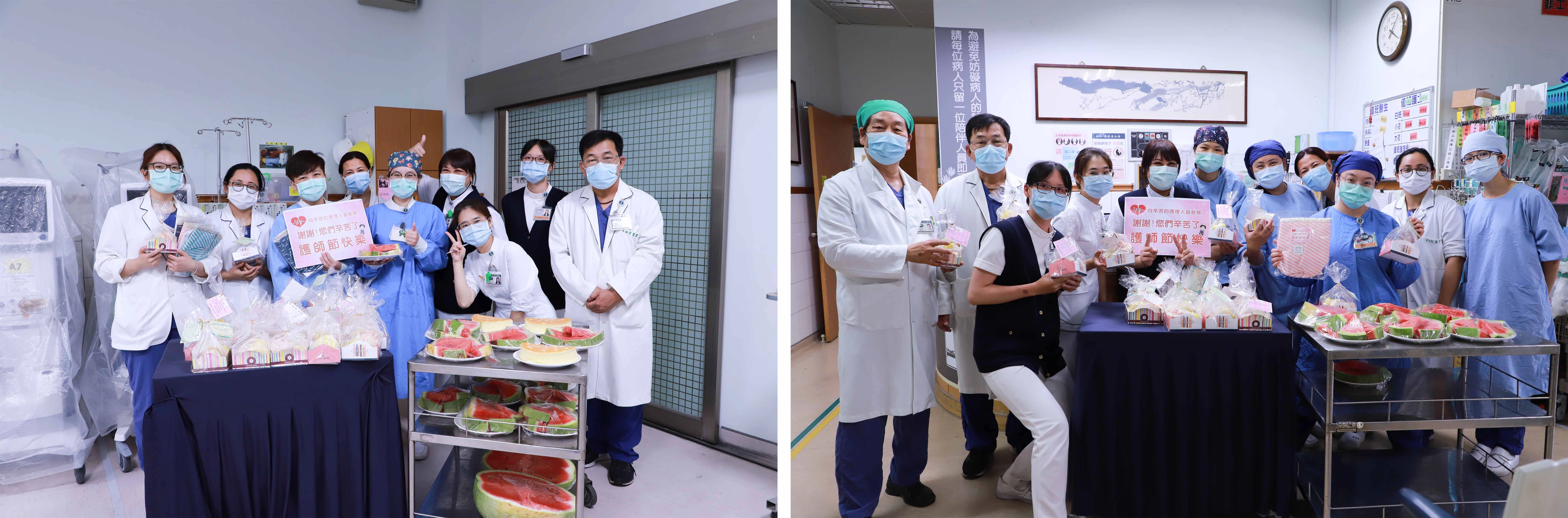透過以健康、養生的蔬食食材─紅麴、薑黃，來製作成雙色花捲，雙色也代表雙倍祝福，用感恩心為醫護人員加油打氣，每一袋包裝都綁著學生們手寫的卡片，還收到了來自花蓮縣長徐榛蔚贈送的大西瓜。
