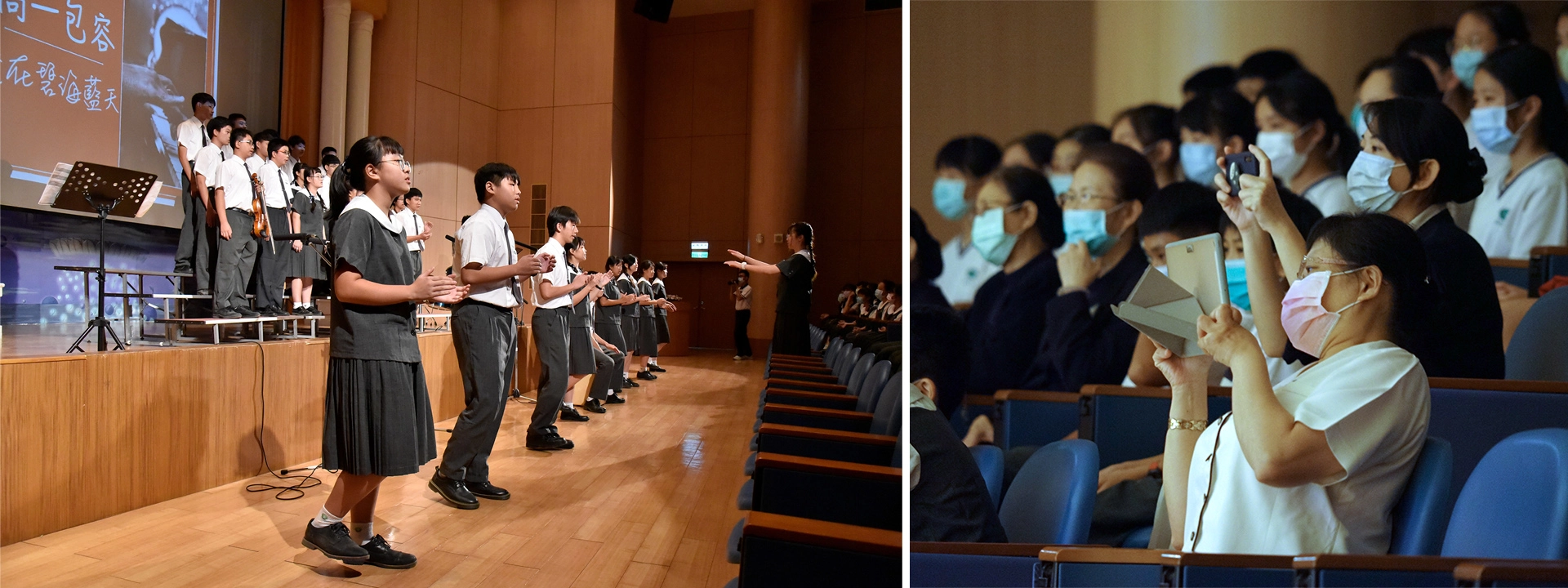 學生們在台上台下展現熱情的活力。導師們和懿德媽媽們為學生留下精彩紀錄。