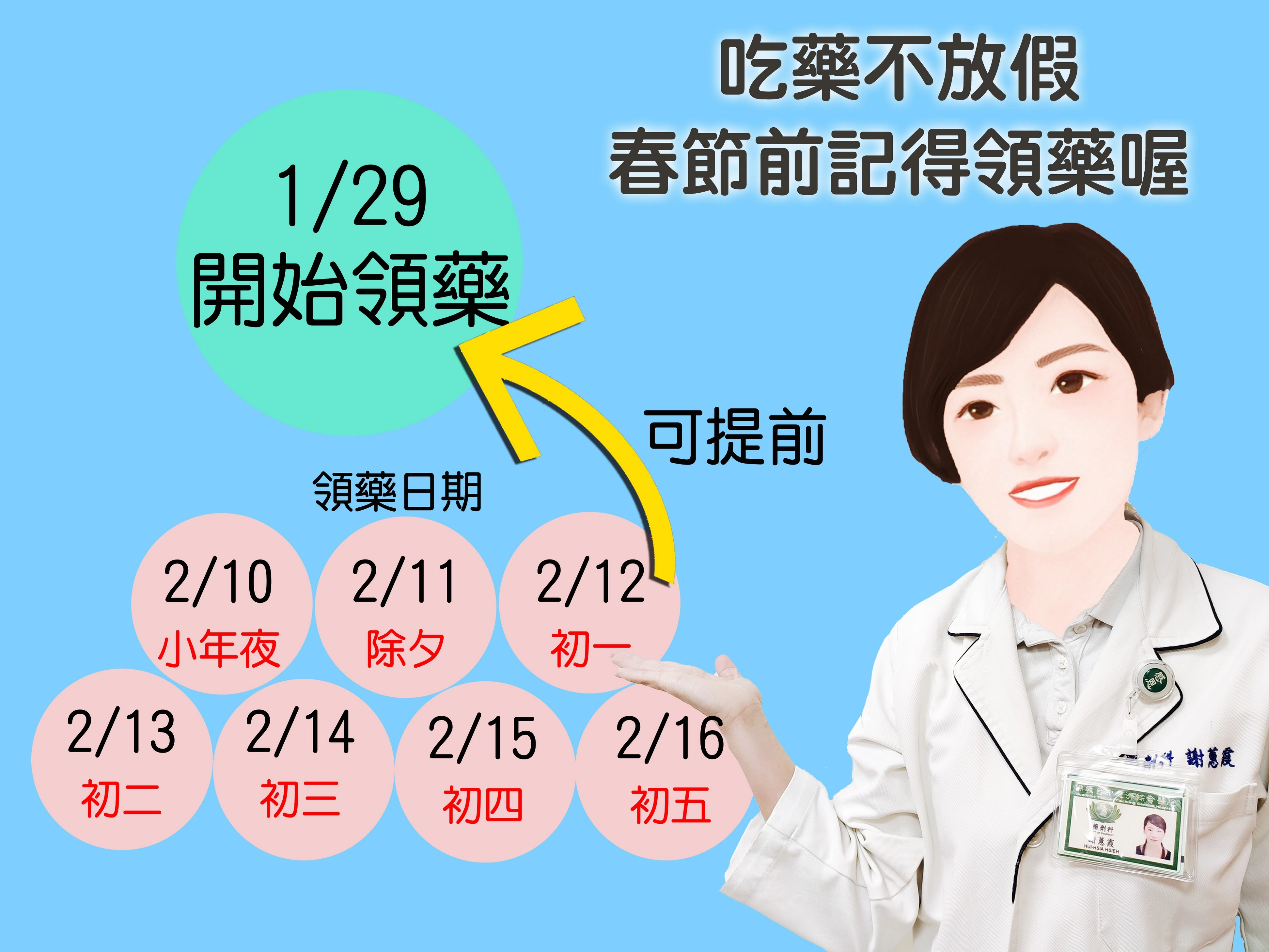 注意！慢性病處方箋的領藥日期，提前備好過年用藥。