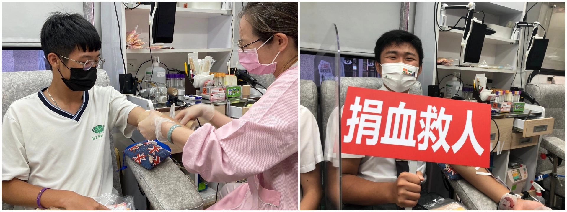 （左圖）高三戴瑞璿同學至今已累計捐血5次(7袋血)。