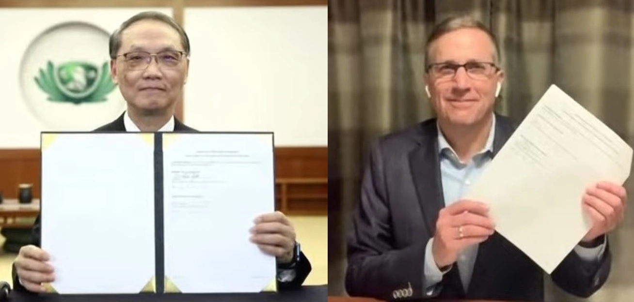 慈濟與聯合國兒童基金會簽署合作備忘錄，由慈濟慈善事業基金會執行長顏博文(左)、聯合國兒童基金會美國辦事處執行長Michael Nyenhuis(右)代表簽訂。