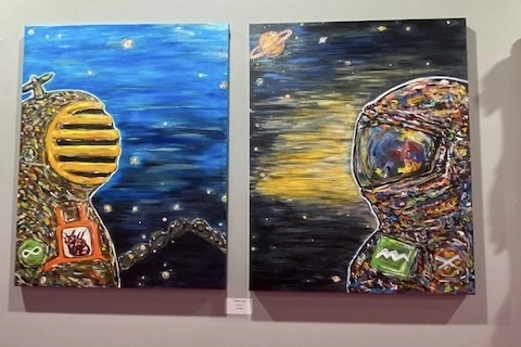 潛水夫作品描繪太空人與潛水夫的相互凝視與仰望
