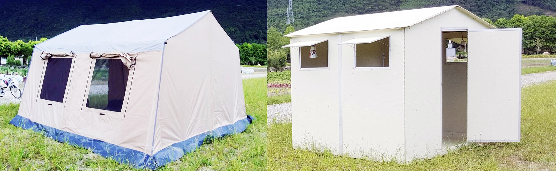 用科學的方法，實地搭建災難現場常提供的帳棚與慈濟的簡易組合屋進行實驗。