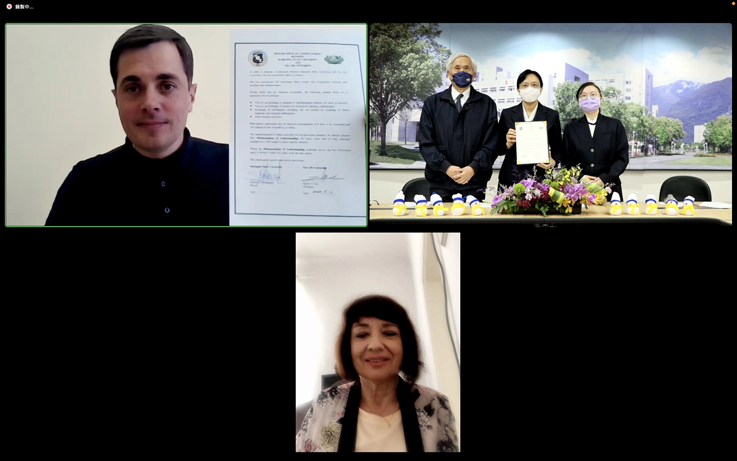 簽約典禮在慈濟基金會教育志業王本榮執行長的見證下完成。圖為與馬里烏波爾州立大學的簽約。