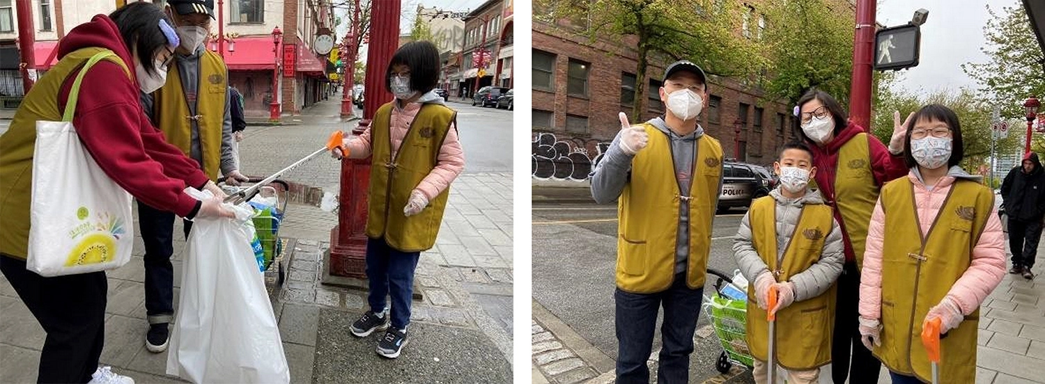 彭先生邀全家參加掃街活動，讓子女體會整頓街道的快樂。