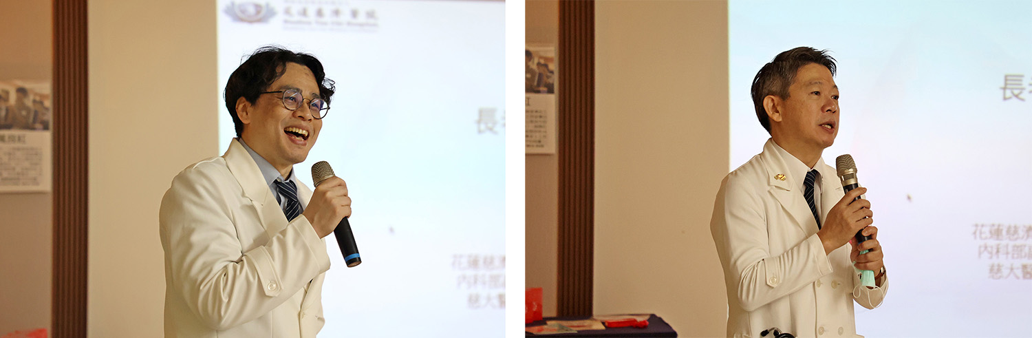 花蓮慈院內科部副主任陳郁志表示,現今已可利用心導管完成主動脈瓣膜置換,多數患者在手術後三至五天內即可出院,併發率及死亡率相對較低,就連長者也適用。/心臟內科主任謝仁哲表示,心血管疾病的發生往往難以預防,但瓣膜性心臟病卻可以由簡單的聽測心音揪出。
