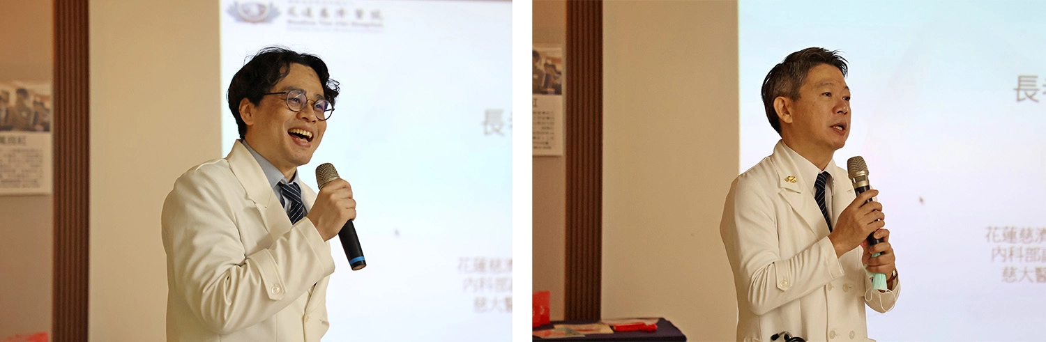 花蓮慈院內科部副主任陳郁志表示，現今已可利用心導管完成主動脈瓣膜置換，多數患者在手術後三至五天內即可出院，併發率及死亡率相對較低，就連長者也適用。/心臟內科主任謝仁哲表示，心血管疾病的發生往往難以預防，但瓣膜性心臟病卻可以由簡單的聽測心音揪出。