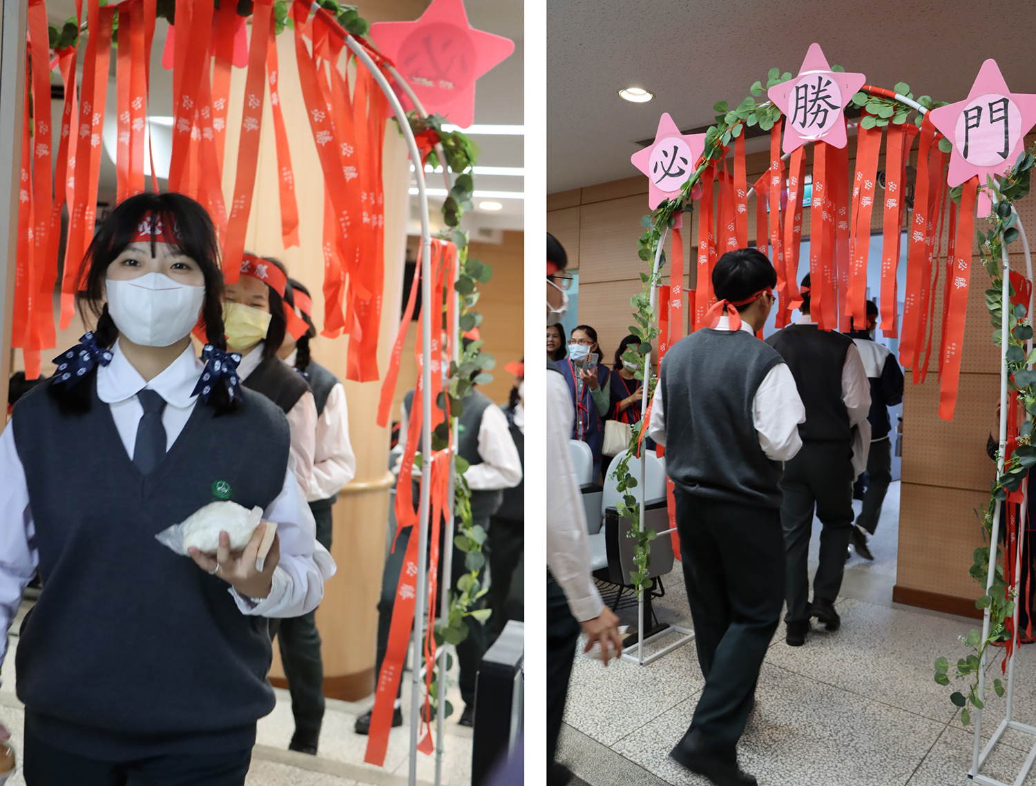 學生帶著滿滿的祝福與信心走向必勝門。