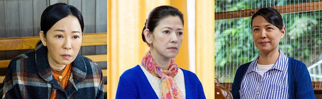 況明潔(左起)、陳明真、陳孝萱褪去「女神級」風華，扮演莊嚴的訪視師姊
