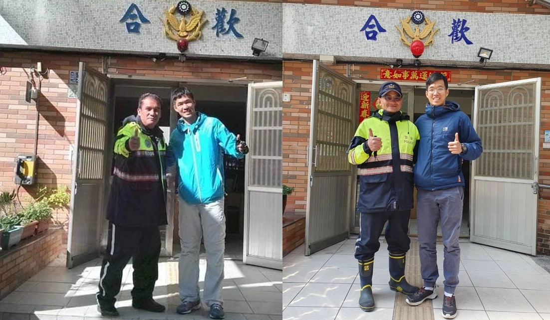 聶男離去時，特別請求與員警在合歡所前合影留念，現任副所長阮漢魁立即銜接9年前副所長蔡大衛的位置，一左一右，相同的位置，總算一償聶男多年來感恩的心願。