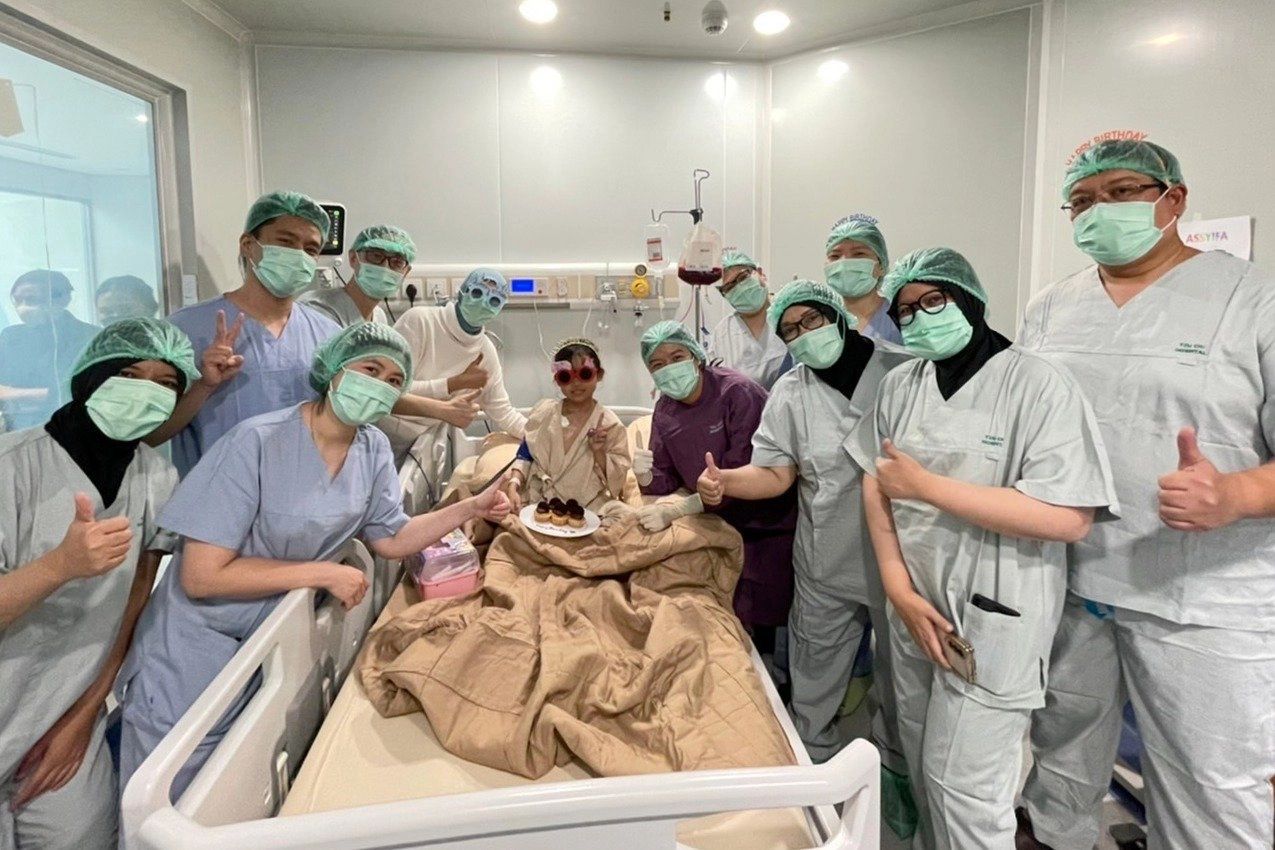 花蓮慈院與印尼慈院骨髓移植團隊，歡樂祝福Assyifa重生。
