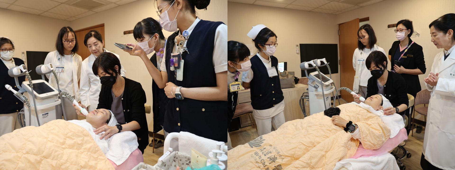 為提升預防醫學中心護理團隊服務品質，6日下午也邀請香港商科醫人臨床專家Anita Lee介紹傳奇電波暨設備實際操作。