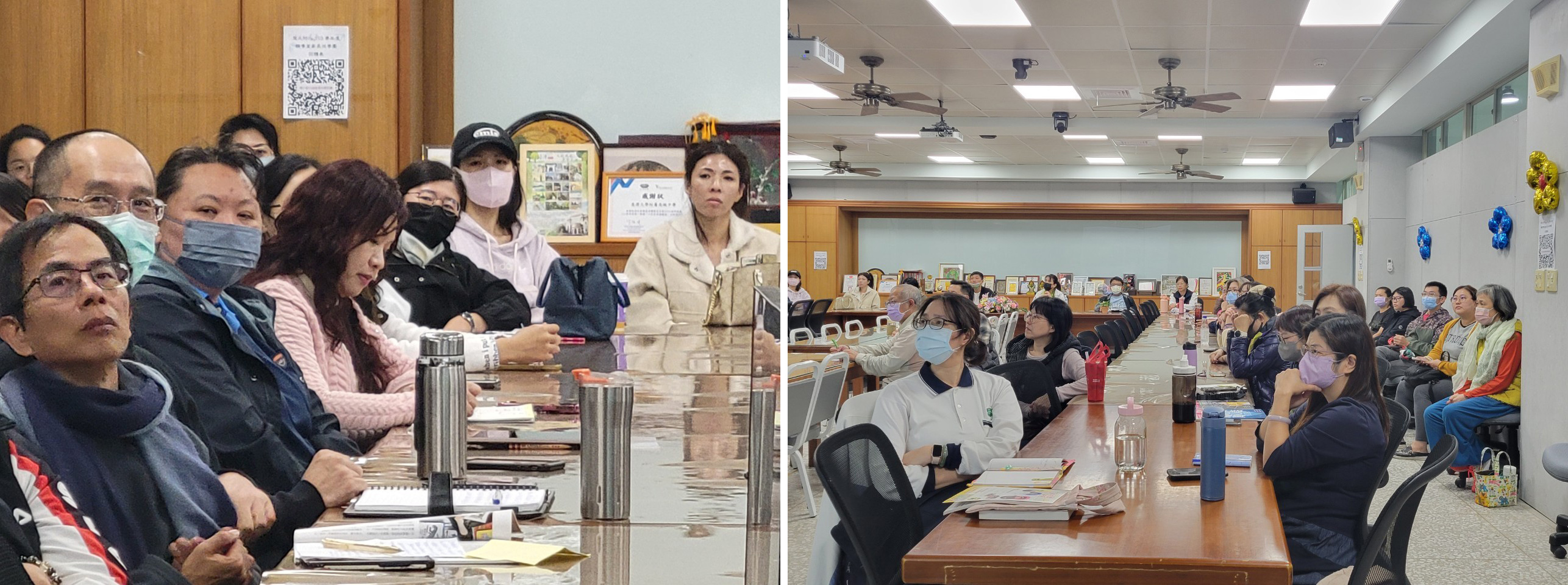 （圖左）參與家長皆專注聆聽。（圖右）透過家長共學攜手與家長陪伴孩子成長。