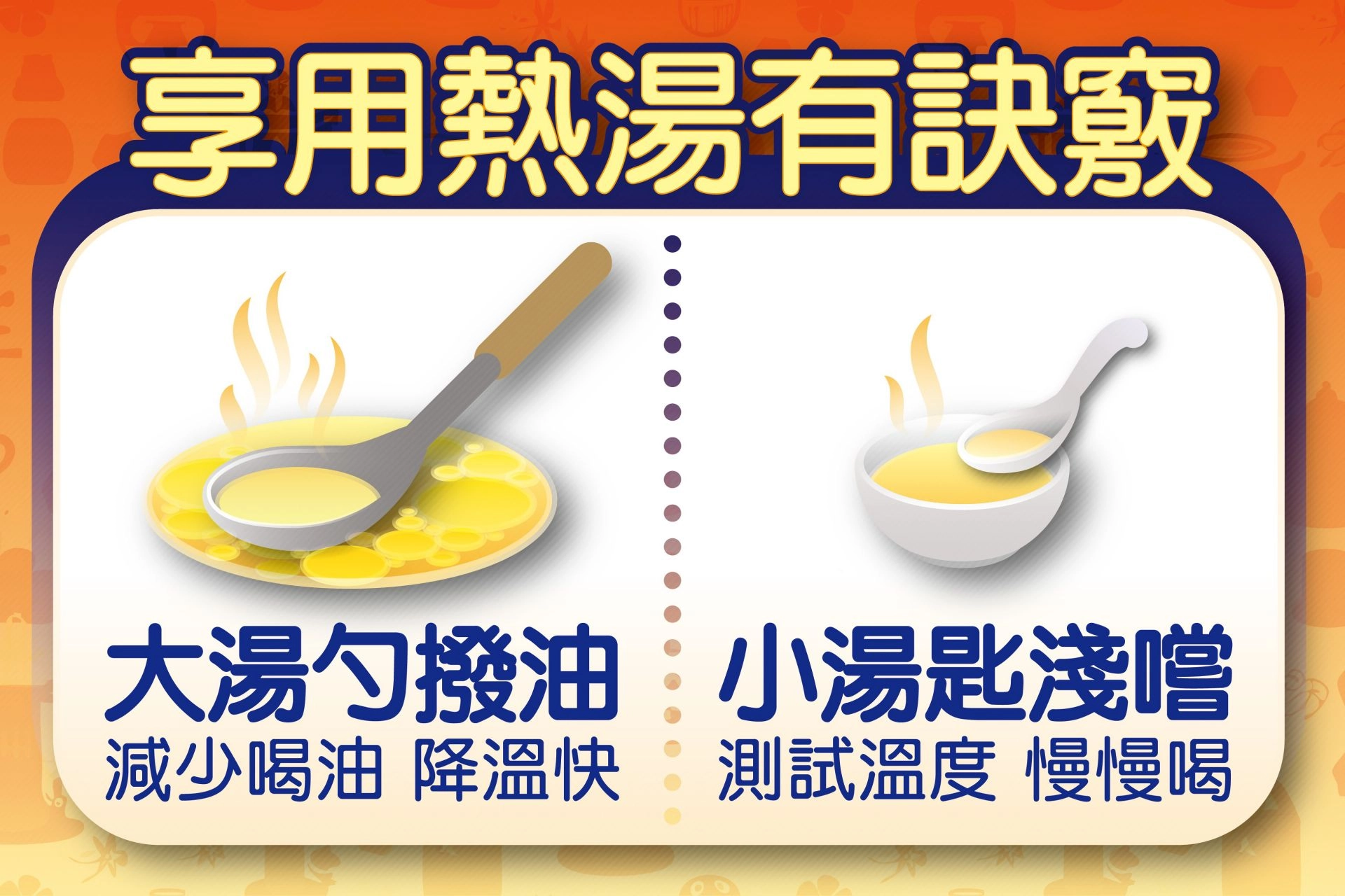 品嘗熱湯有訣竅，降溫後品嘗更能喝出湯汁的美味。