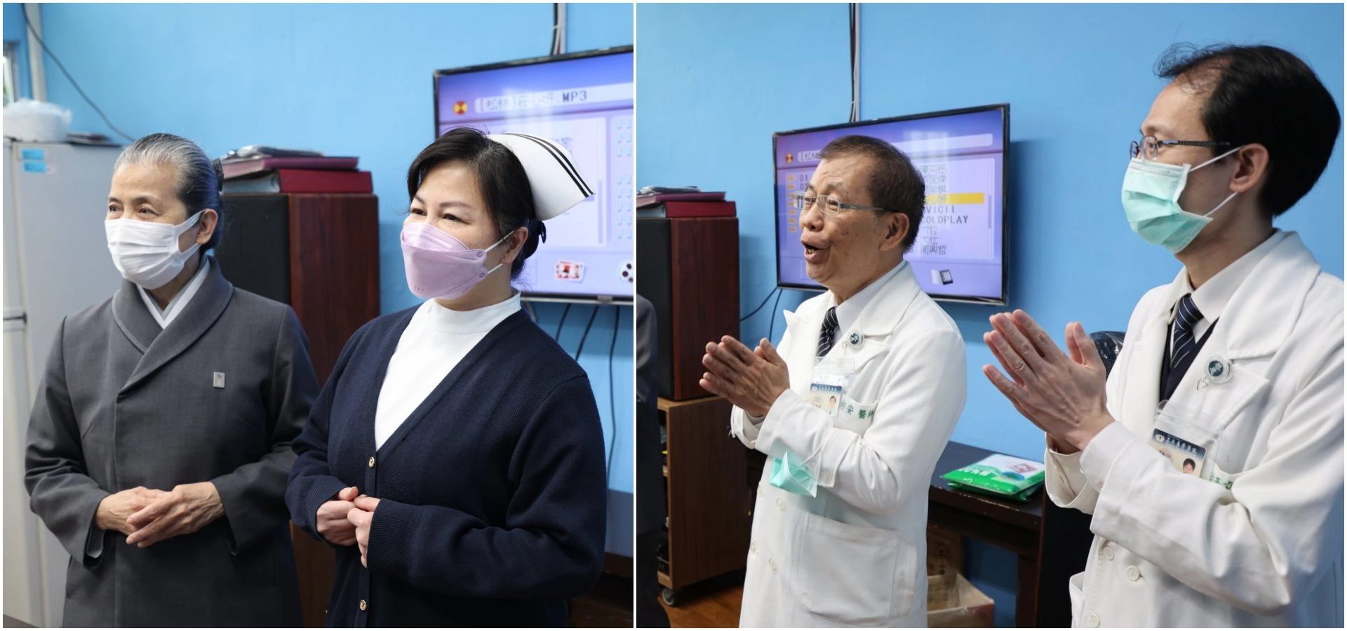 花蓮慈院副院長吳彬安帶動花監同學大合唱《普天三無》、《感恩的心》，約定要用感恩的心回饋社會。