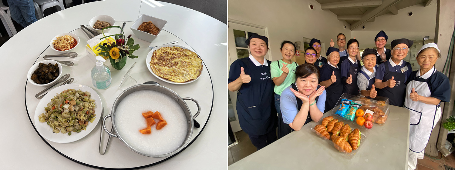 美國慈濟總會師兄師姊擔心孩子飲食不習慣，早餐還特別準備清粥小菜呢！