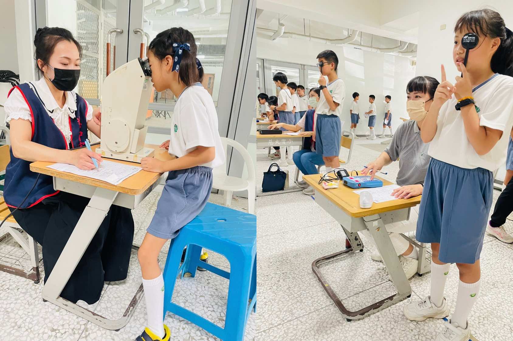 進行視力檢測，可以及早發現學生視力問題進行追蹤及矯正