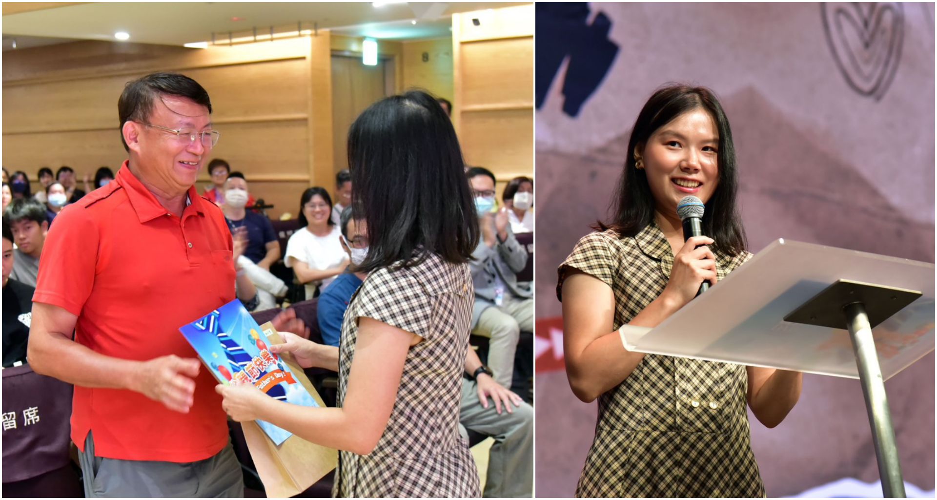 弟兄姊妹上台分享「給爸爸的一封信」，對爸爸感性表達愛與感謝。 