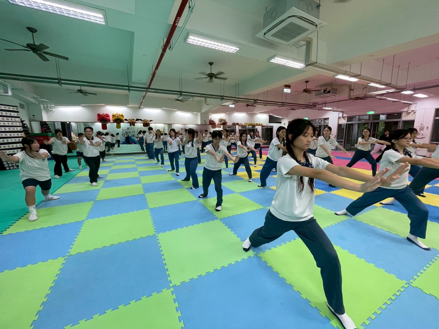 下午的國術課程由徐振家主任帶領國術隊同學以大地和風拳,讓馬來西亞同學認識融合慈濟人文的武術風貌。