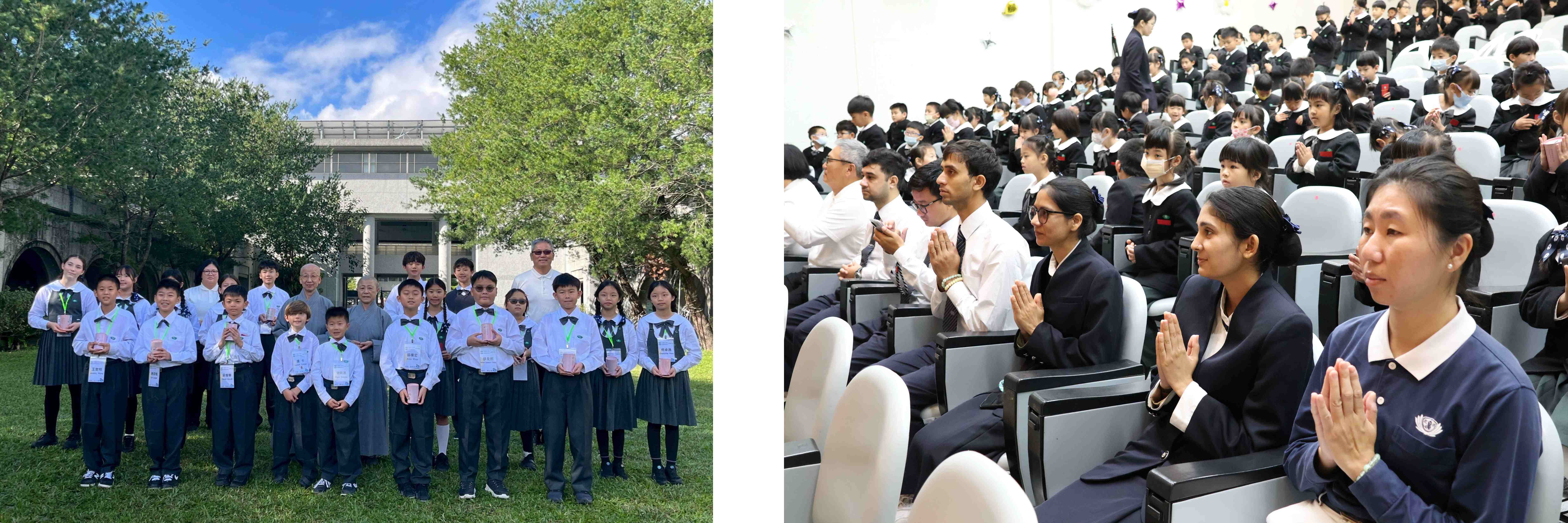 （左）美國核桃小學師生蒞臨共襄盛舉 ／（右）尼泊爾教師團隊亦蒞臨共襄盛舉