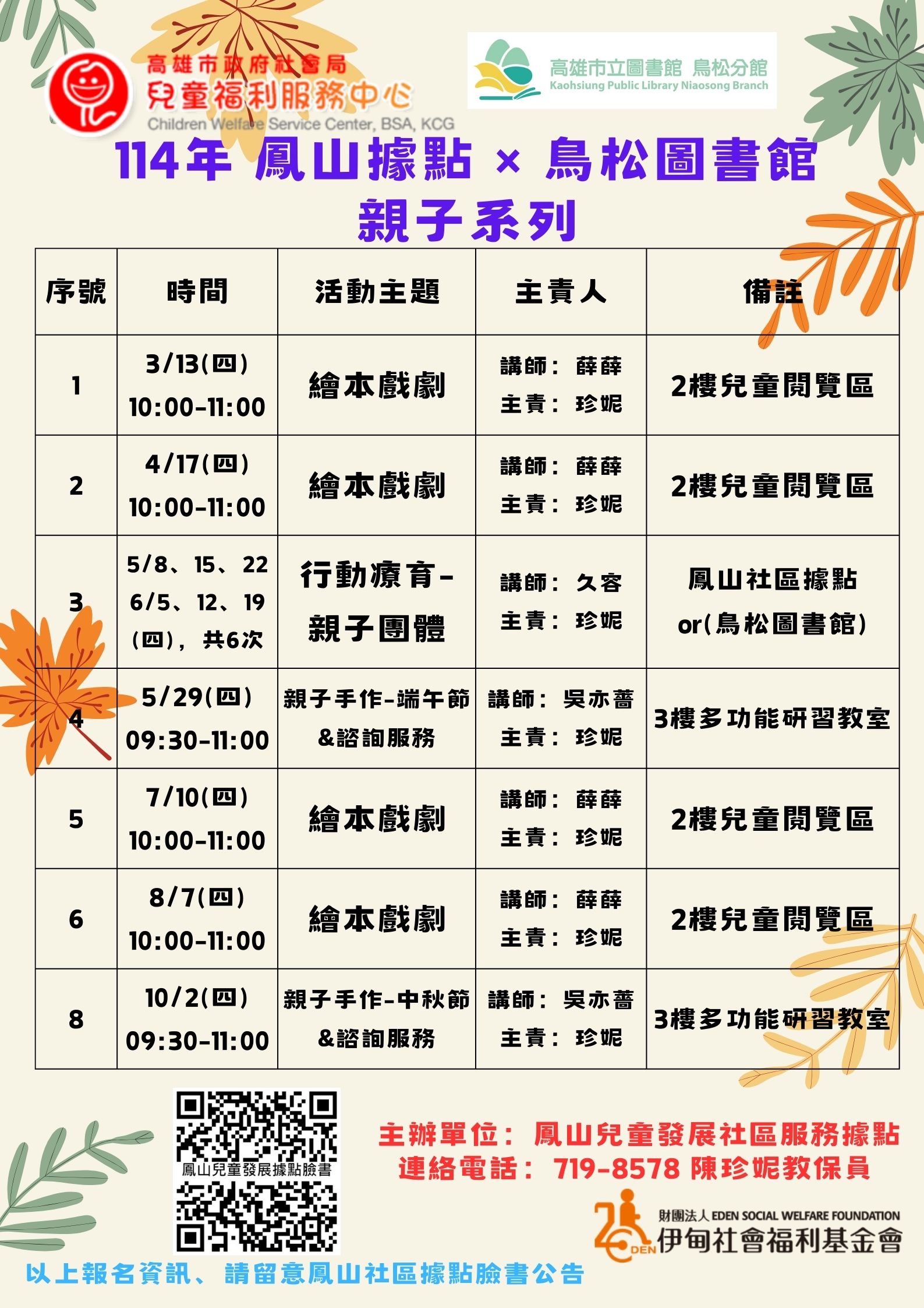 鳳山社區據點與高雄市立圖書館鳥松分館攜手帶來一系列活動。