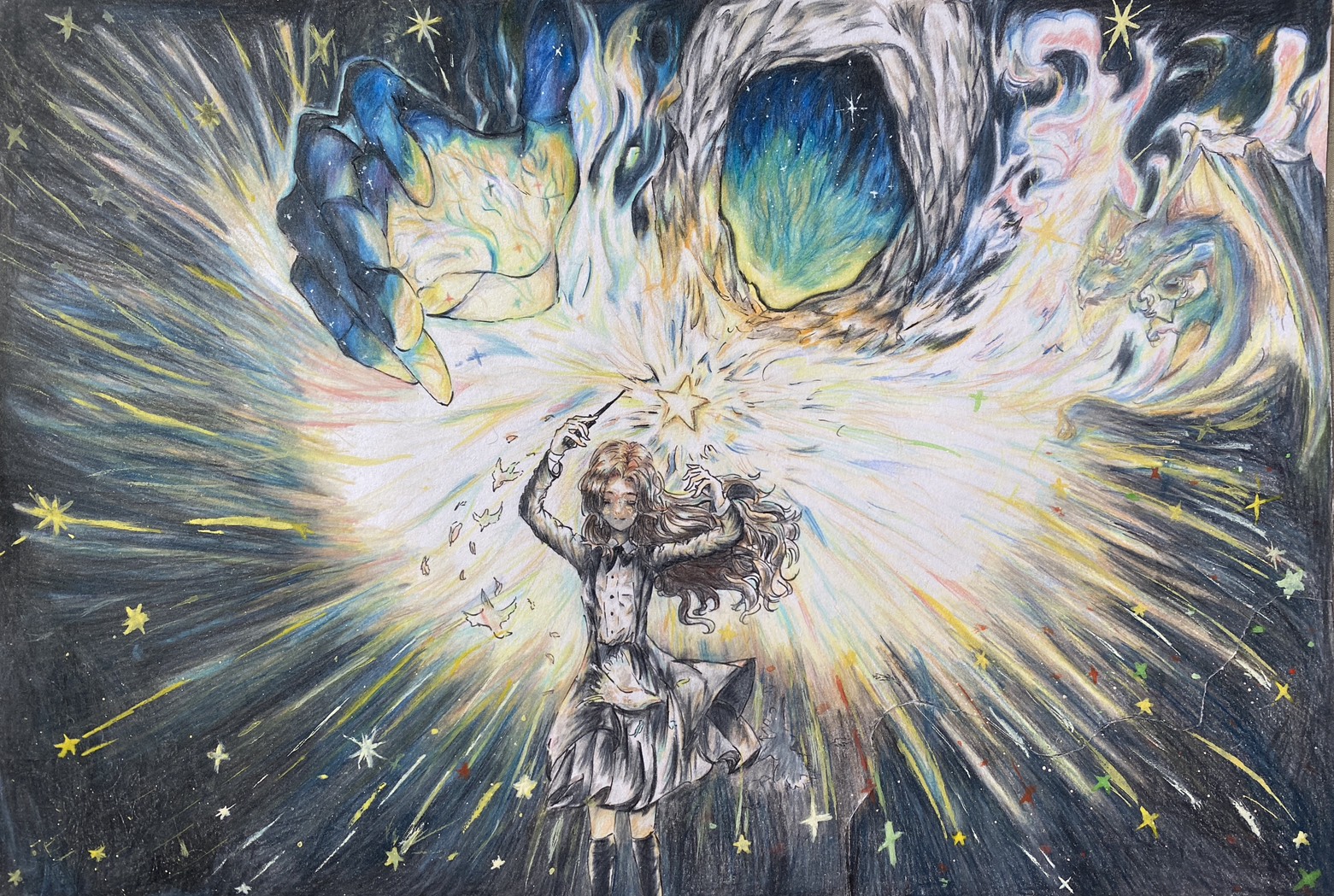 小雨以一幅充滿童話色彩的作品，榮獲國際藝術賽事金獎。