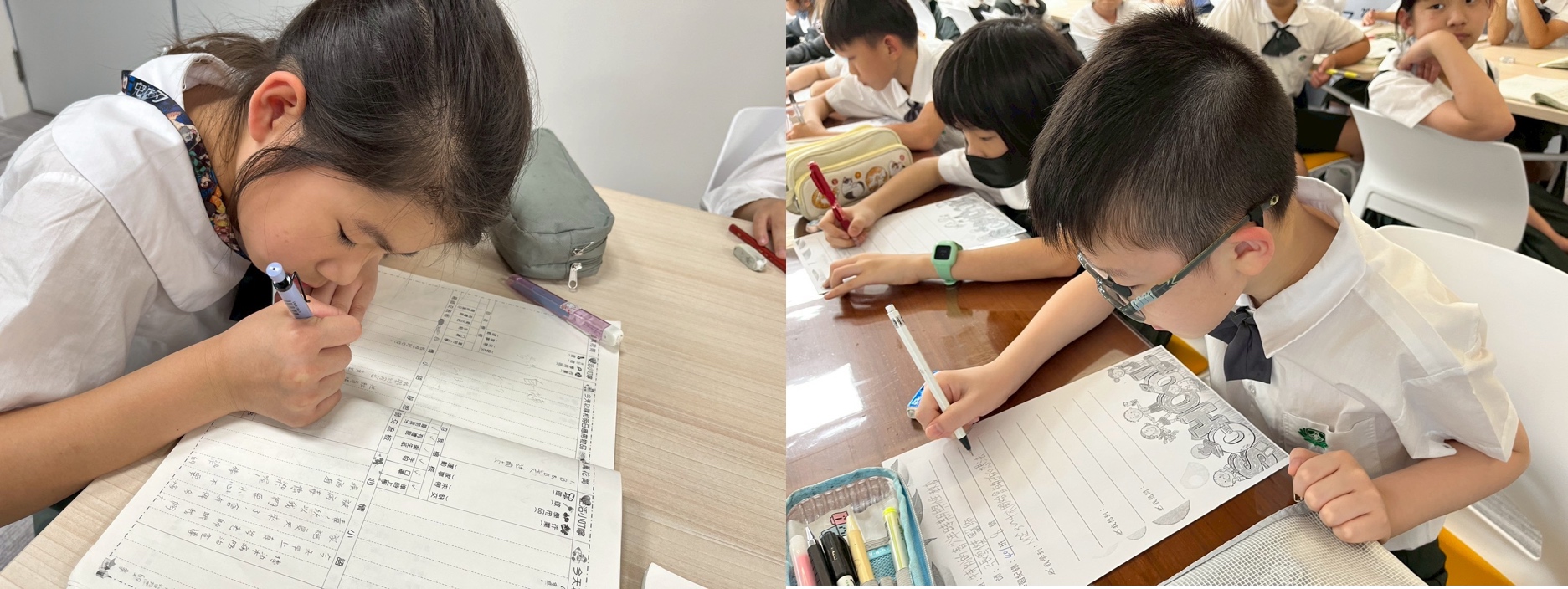 孩子們認真的書寫筆記，將重點記錄下來。