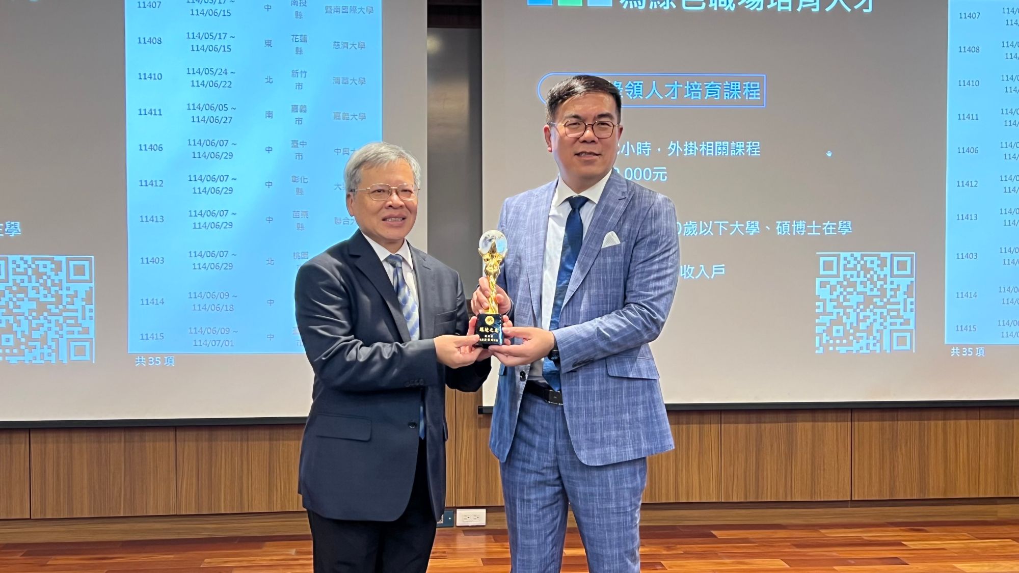 .互贈禮品,共同推動環境研究及綠領人才,環境部彭啟明部長_右二、中央大學蕭述三校長_左_