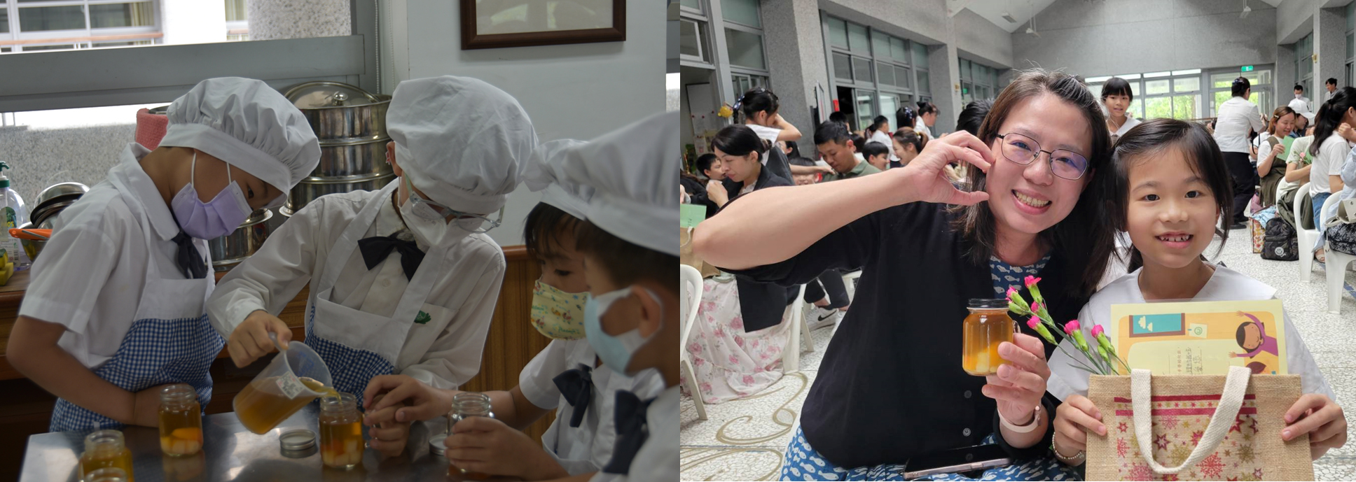 當孩子獻上親手製作的茶凍、蝶谷巴特小提袋及感謝狀時，家長感動不已。