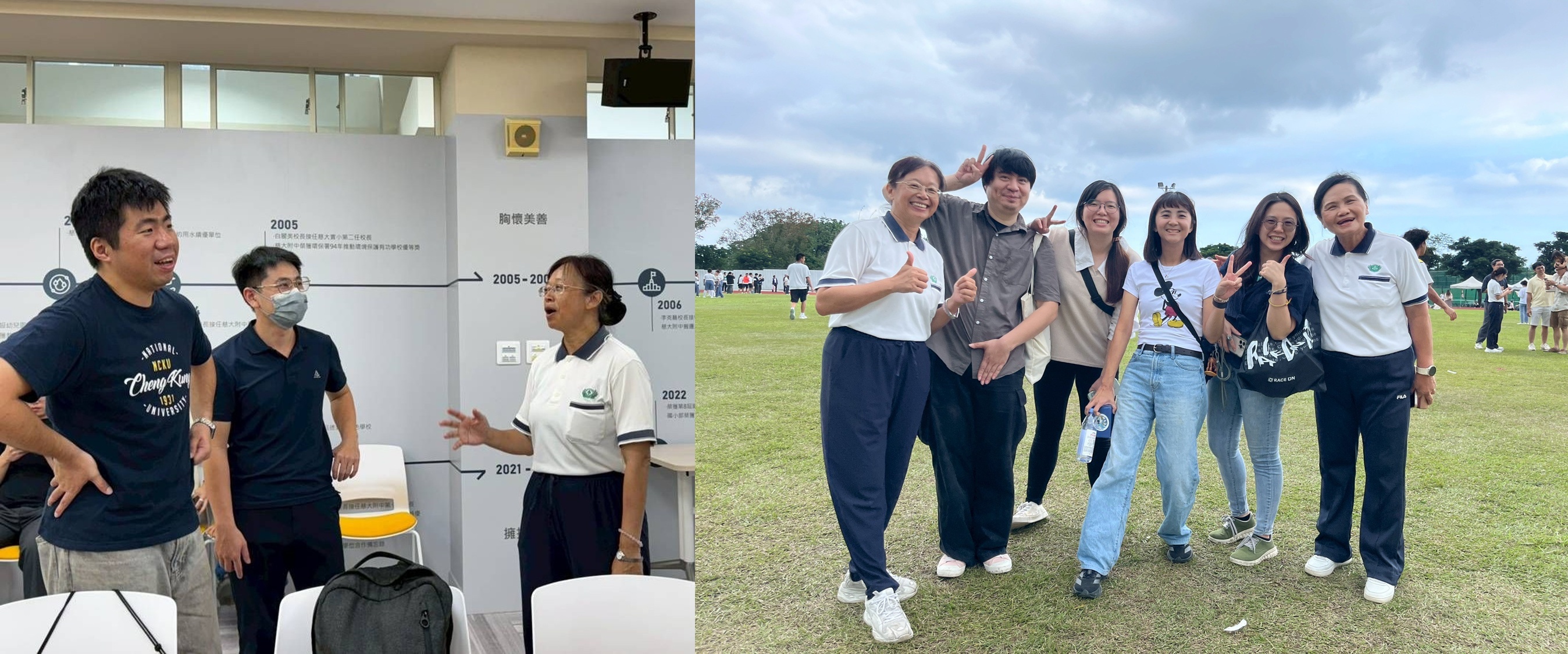 校友們跟創校的兩位老師王佩茹主任(左圖)、周秋菊老師(右圖)相見歡