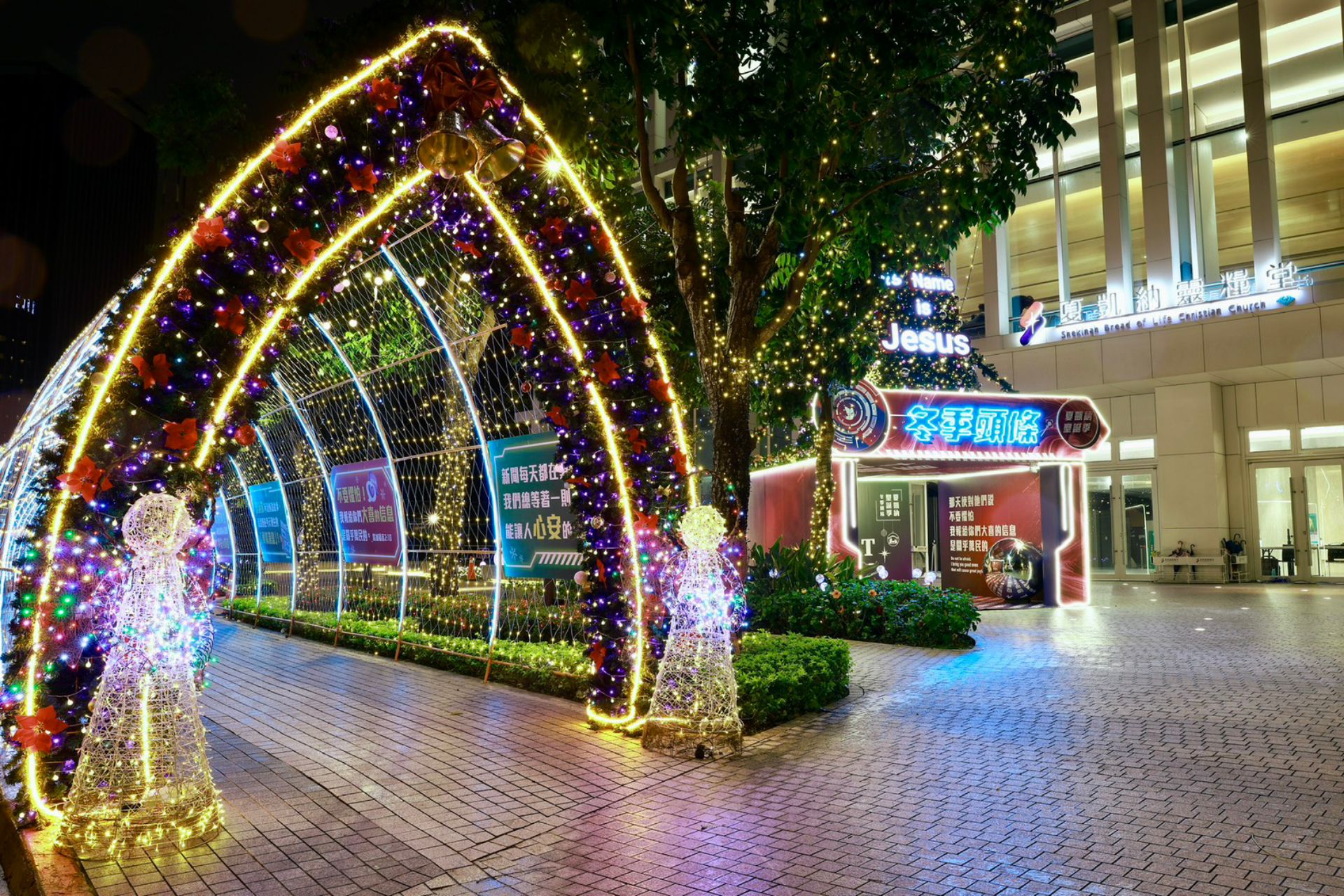 8.5公尺聖誕樹與35公尺光廊點亮夜空,成為大直冬季最亮焦點。