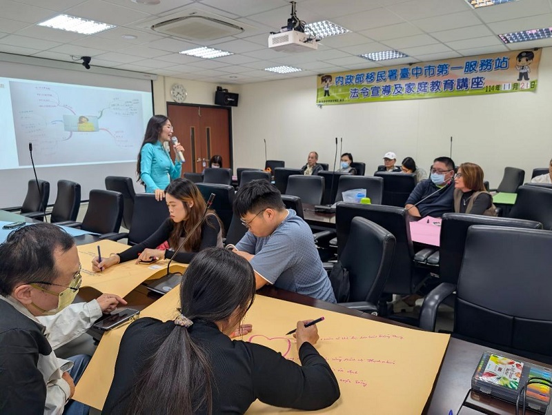 阮老師請學員們寫出他們對未來生活的規劃與夢想後彼此分享。