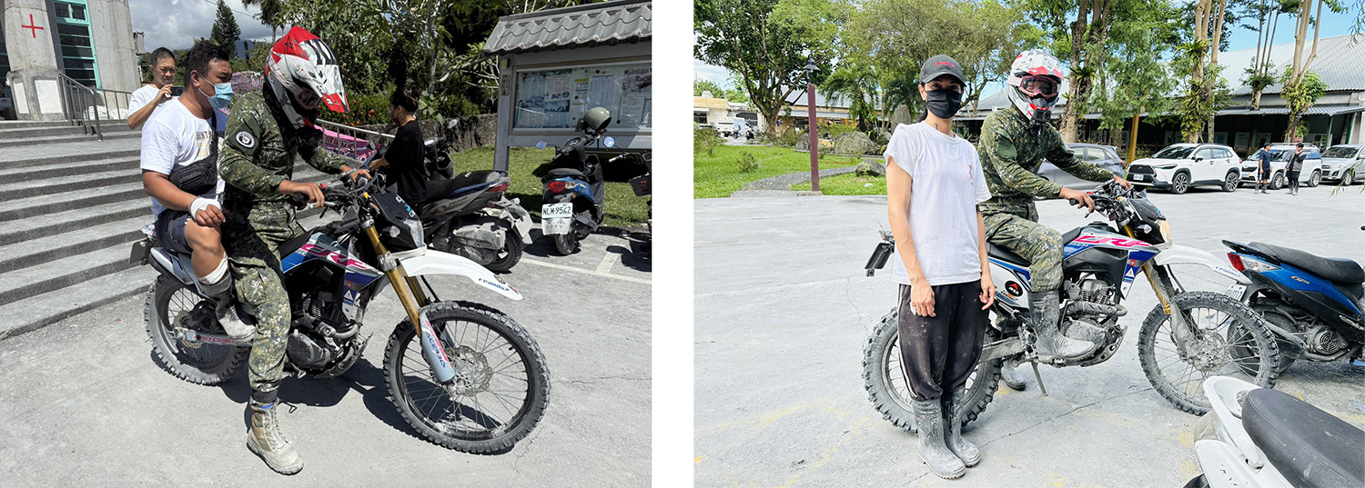 感謝越野車車友協助，協助載送馬太鞍收容所的傷患來到花蓮慈院第一醫療站，進行傷口縫合手術並施打破傷風疫苗。