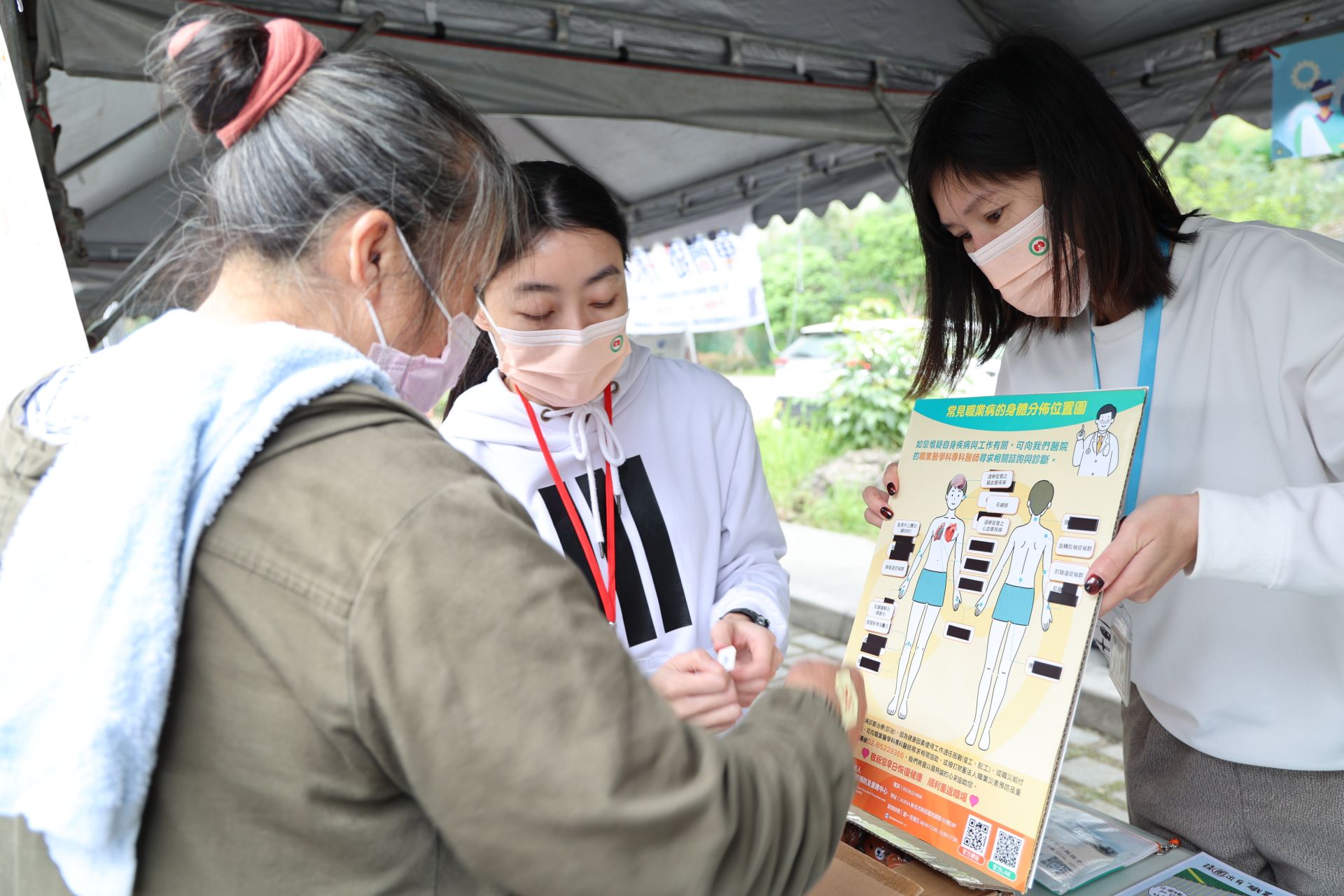 以健康成果及價值導向取代醫療服務衝量是全球醫療的趨勢，東區健保轉型並以慢病整合、特殊族群支持以及健康促進來提升國民健康，圖為花蓮慈院至秀林鄉第二期全人計畫為民眾做衛教和宣導，醫師為民眾進行口腔癌篩檢。