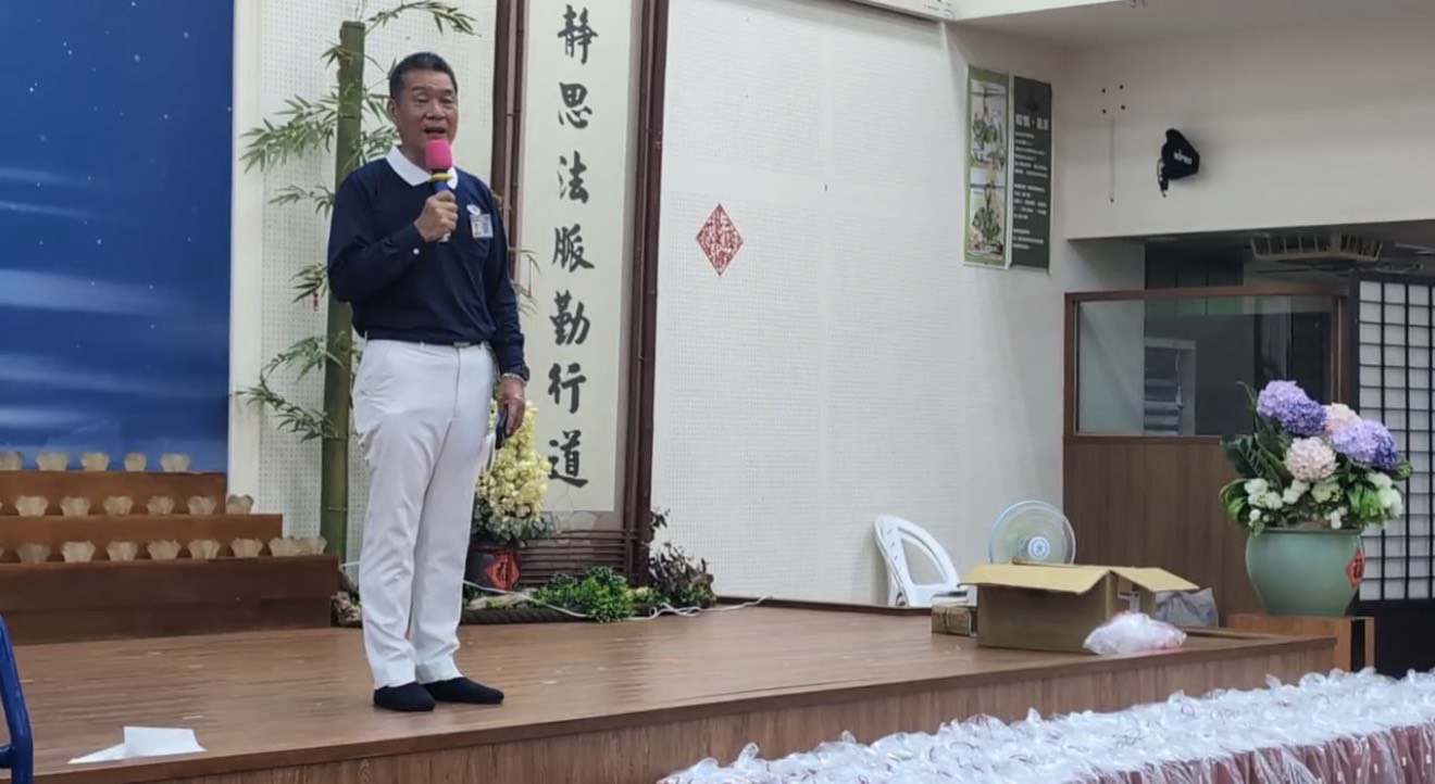 高雄合心災害應變中心召集人潘機利師兄感恩志工團隊合心付出，將愛與關懷送達鄉親身旁，並溫馨叮嚀大家行動時切記注意安全。