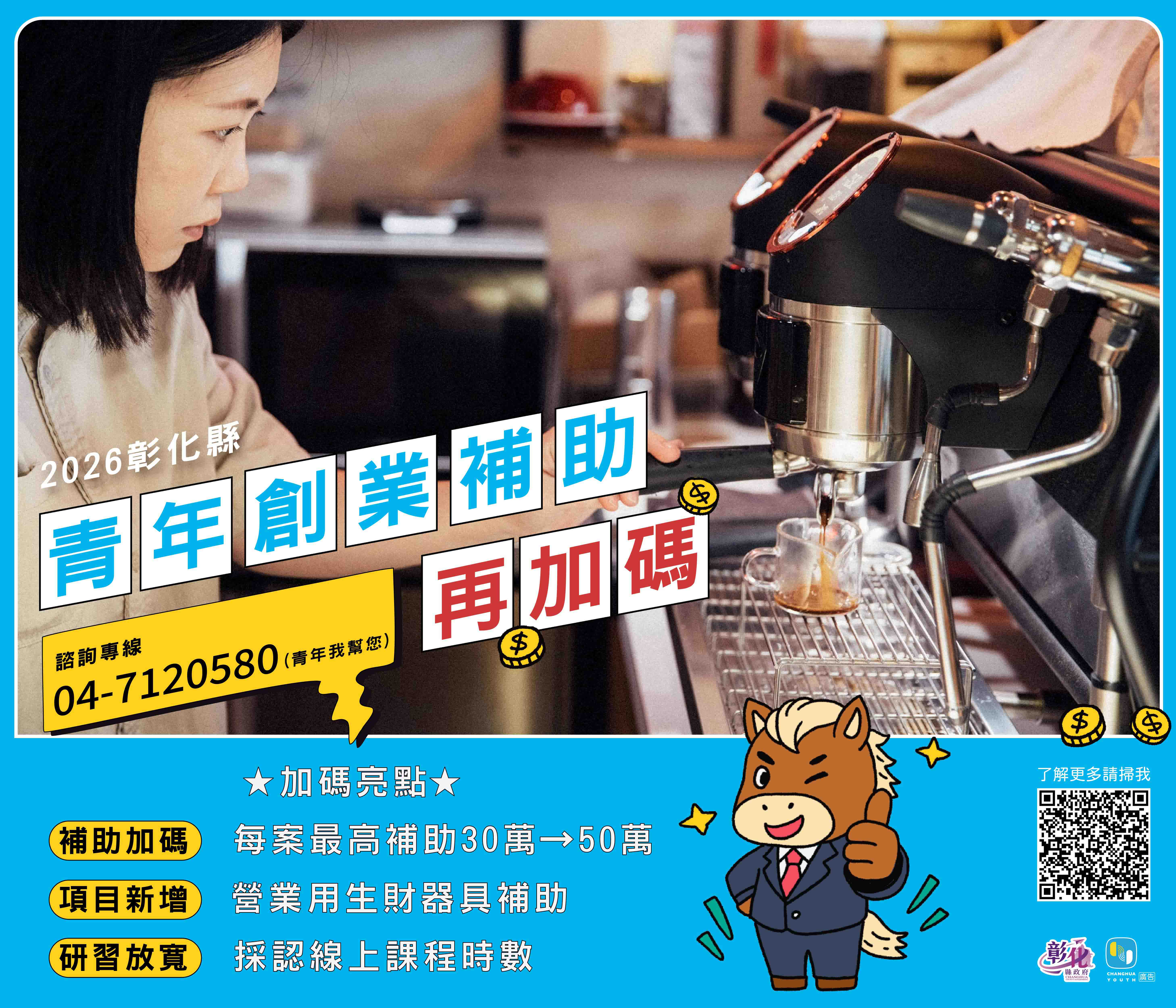 彰化縣青年創業補助再升級 最高補助提高至50萬元