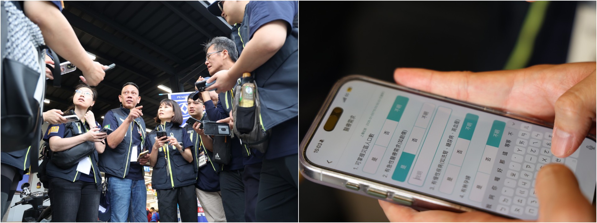 花蓮災難醫療隊率先報到抵達指定的光復全聯受災點，馬上以手機簽到並填寫現場狀況以及是否有醫療等需求回報DMAT-CC。