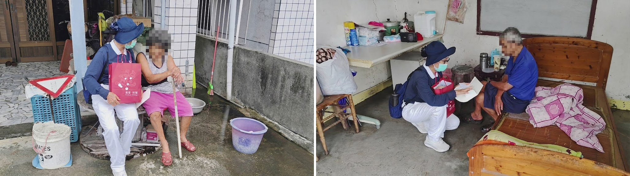  （圖左）慈濟基金會指出，每逢重大災難發生，慈濟人的身影必定湧現在人群最需要的地方。（圖右）水患雖然無情，但人間的大愛不曾間斷。此次安心家訪不僅是一份物資的傳遞，更是一份長期的陪伴承諾。