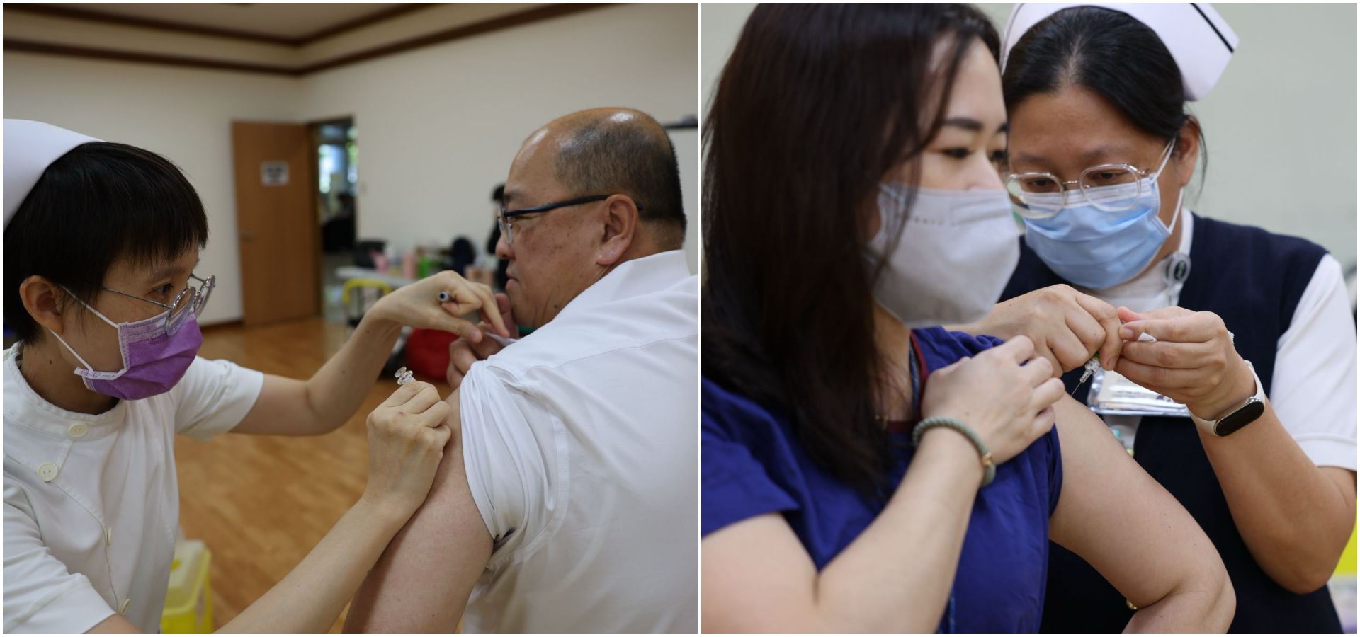 下午開放醫療暨院內同仁,開放短短一小時就完成800人次接種流感疫苗。